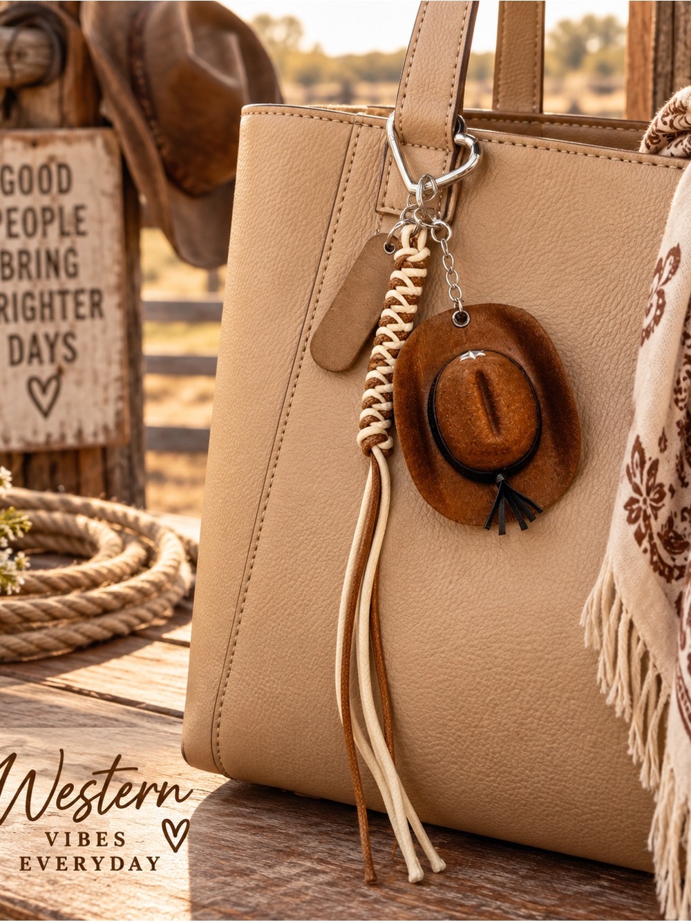 Western Cowboy Hat Bag Charm Keychain